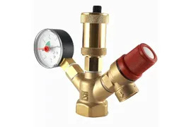 Группа безопасности отопительного котла STI 1″ Dn-25 PN-4 до 50 кВт, латунь, внутренняя резьба